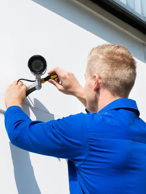 technician installing camera
